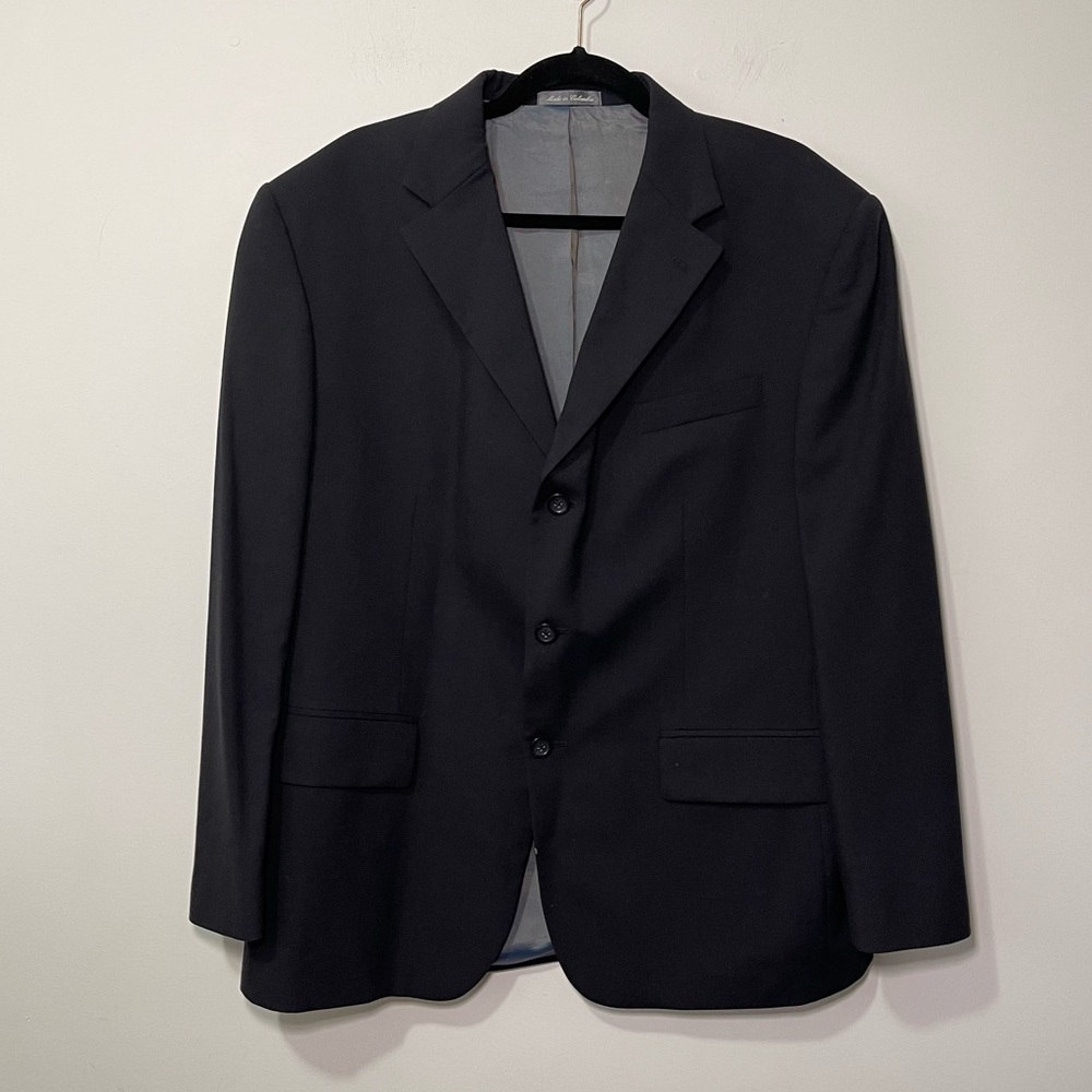 Vintage Oscar de La Renta men's Navy 100% wool 3 button career office blazer 44S